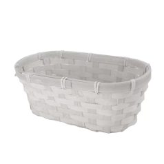 Bambusz  kosár ovál - Fehér - 28x13x11 cm