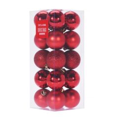 Karácsonyfadísz gömb - Piros - 4 cm - 20 db/csomag 