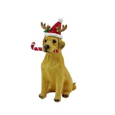 Kutya figura szarvas sapkában - 23 cm