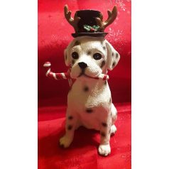 Kutya figura szarvas sapkában - 23 cm