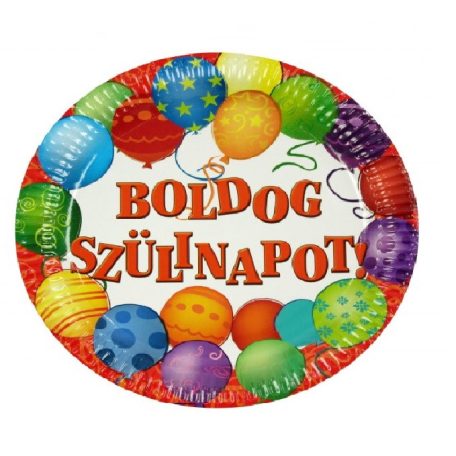 Papírtányér Boldog Szülinapot 6db 23cm 