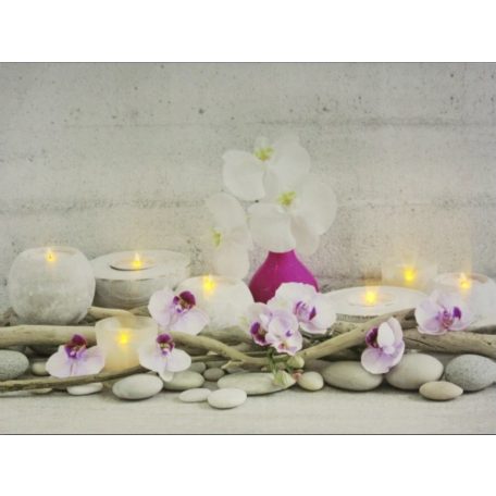 7 LEDes világító falikép rózsaszín orchideák - 40x30 cm 