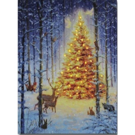45 miniLEDes világító falikép karácsonyfa az erdőben - 30x40 cm