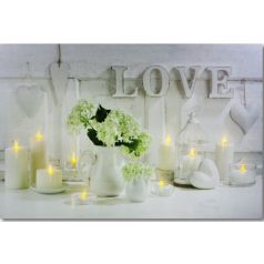 10 LEDes világító falikép Love +gyertyák - 60x40 cm 