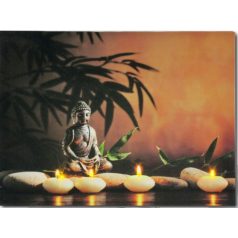 4 LEDes világító falikép Buddha gyertyákkal - 40x30 cm