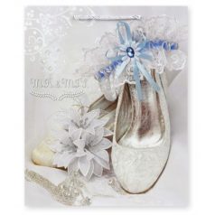 Ajándéktasak esküvői glitteres nagy - 26x10x32 cm 