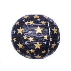 Lampion fekete csillagos - 40 cm