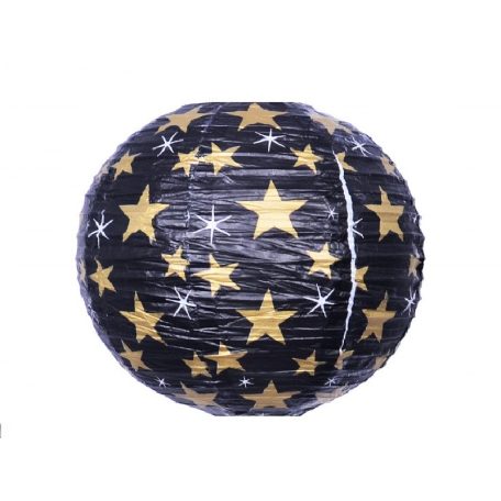 Lampion fekete csillagos - 40 cm