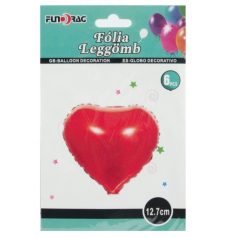 Lufi fólia piros szív - 12,7 cm - 6 db/csomag