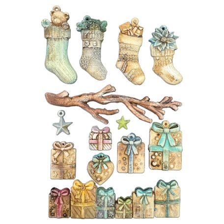 Szilikon öntőforma - A5 - Christmas socks and presents - KACMA-620
