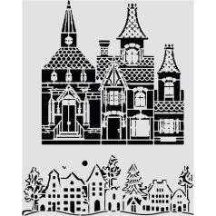   Stamperia - Karácsonyi stencil - Christmas house - 25x25 cm - KSTD216
