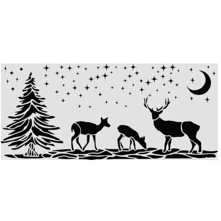 Stamperia - Karácsonyi stencil - Christmas deers - 12x25 cm - KSTDL-169