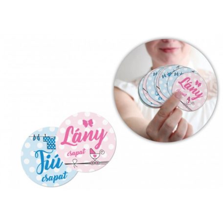 Babaváró szavazómatrica Lány/Fiú csapat - 5 cm - 2x12 db 