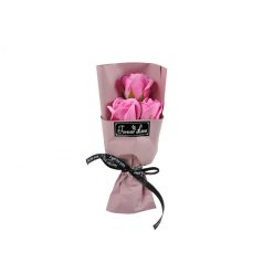 Szappan rózsacsokor - Rózsaszín - 3 szál - 24 cm 