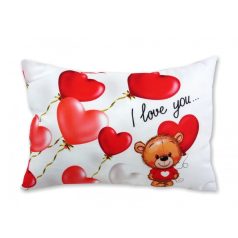 Díszpárna Maci lufikkal I love You - 38x26 cm