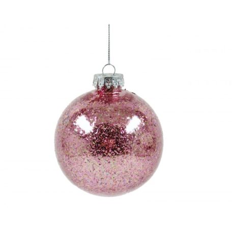 Karácsonyfadísz gömb glitteres  - Rózsaszín - 10 cm