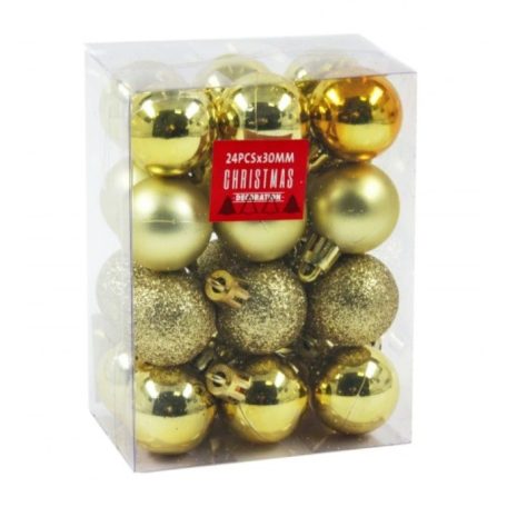 Karácsonyfadísz gömb arany - 3cm - 24 db 