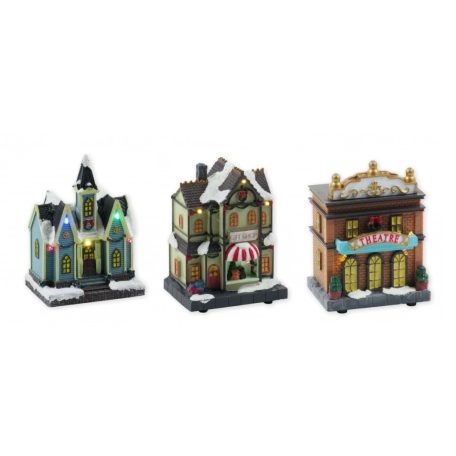 LEDes világító házikó - 3 féle - 13 cm