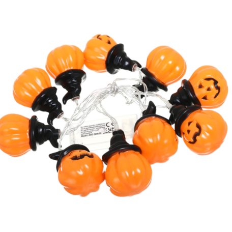 10 LEDes fényfüzér - Halloween tök - 165 cm