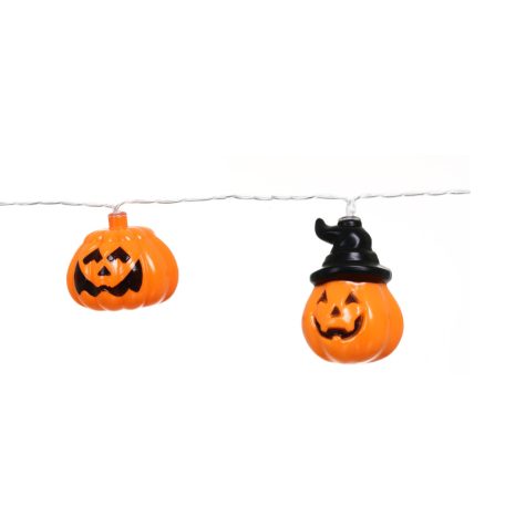 10 LEDes fényfüzér - Halloween tök - 165 cm