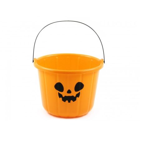 Halloween cukorkatartó vödör - Narancs - 23x17 cm