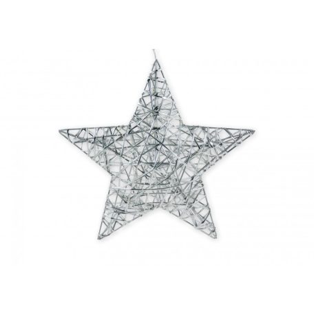 LEDes csillag dekoráció - Ezüst - 30 cm