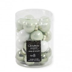    Karácsonyi üveggömb - Fehér-zöld - 2,5 cm - 24 db/csomag