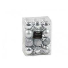 Karácsonyi gömb - Ezüst - 3 cm - 24 db/csomag