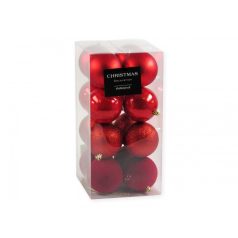 Karácsonyi gömb - Piros - 8 cm - 16 db/csomag