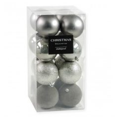 Karácsonyi gömb - Szürke - 8 cm - 16 db/csomag