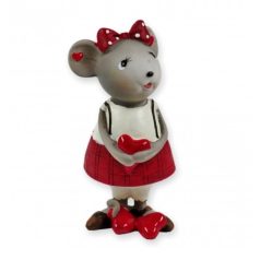 Egér fiú-lány álló szívvel piros -14 cm