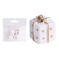   Ajándékcsomag - Fehér-arany pöttyös - 2x2 cm - 4 db/csomag