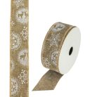 Karácsonyi juta szalag - Natúr - drótos szegéllyel - 4cmx9,1 méter