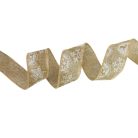 Karácsonyi juta szalag - Natúr - drótos szegéllyel - 4cmx9,1 méter