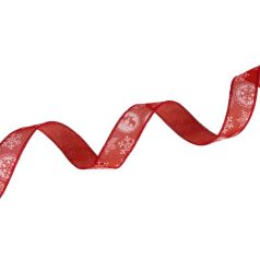   Karácsonyi juta szalag - Piros - drótos szegéllyel -  4cm x 9,1méter