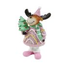 Karácsonyi rénszarvas figura candy rózsaszín - 14 cm 