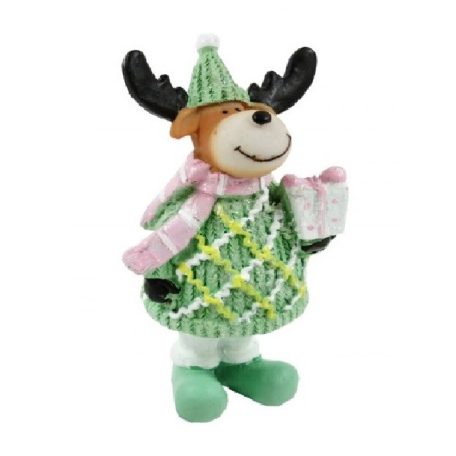 Karácsonyi rénszarvas figura candy rózsaszín - 14 cm 