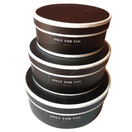 Díszdoboz szett kerek fekete - 3 db-os szett