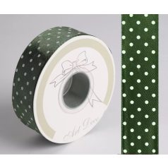 Pöttyös szatén szalag - Zöld - 2,5 cm - 25 méter