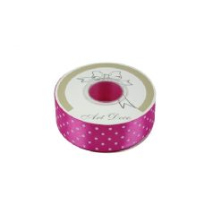 Pöttyös szatén szalag - Ciklámen - 2,5 cm