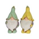 Manó figura sziromsapkában - zöld-sárga - 5,6x5x10,5 cm