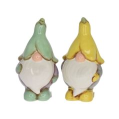 Manó figura sziromsapkában - zöld-sárga - 5,6x5x10,5 cm