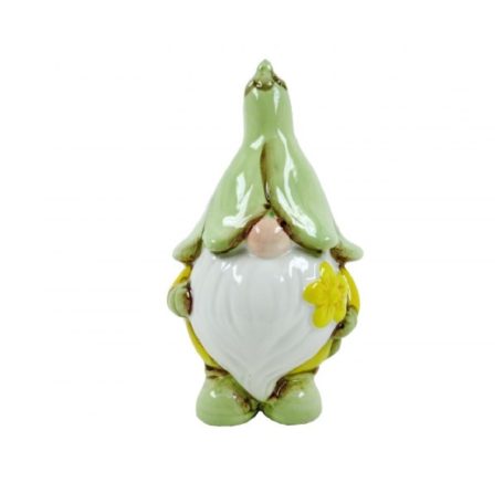Manó figura sziromsapkában - zöld-sárga - 5,6x5x10,5 cm
