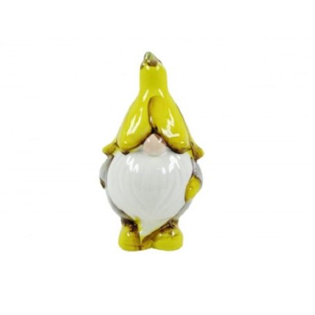 Manó figura sziromsapkában - zöld-sárga - 5,6x5x10,5 cm
