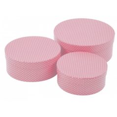 Díszdoboz kerek candy pink pöttyös - 3 db-os szett