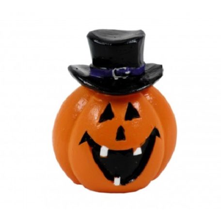 Halloween tök fekete kalapban - 6,5 cm