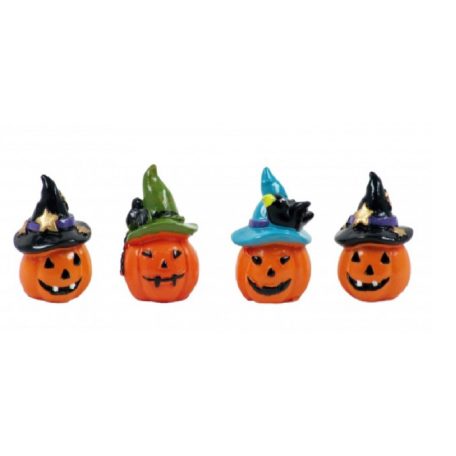 Halloween tök figura kalapban - 4,5 cm -  4 db/csomag 