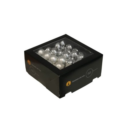 Ezüst üveg karácsonyi gömbök - 3 cm - 72 db/csomag