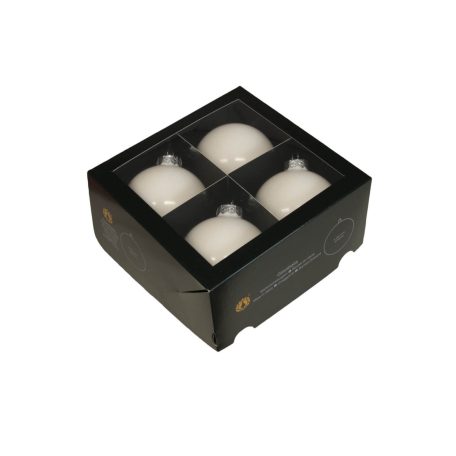 Fehér üveg karácsonyi gömbök - 10 cm - 4 db/csomag