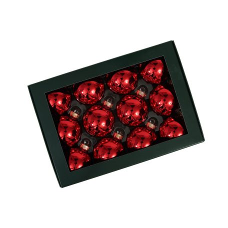 Üveg karácsonyi gömb - Piros - 5 cm - 12 db/csomag